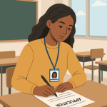 Student filling out application form.